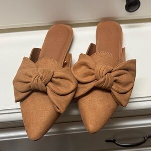 J. Crew Tan Bow Mules